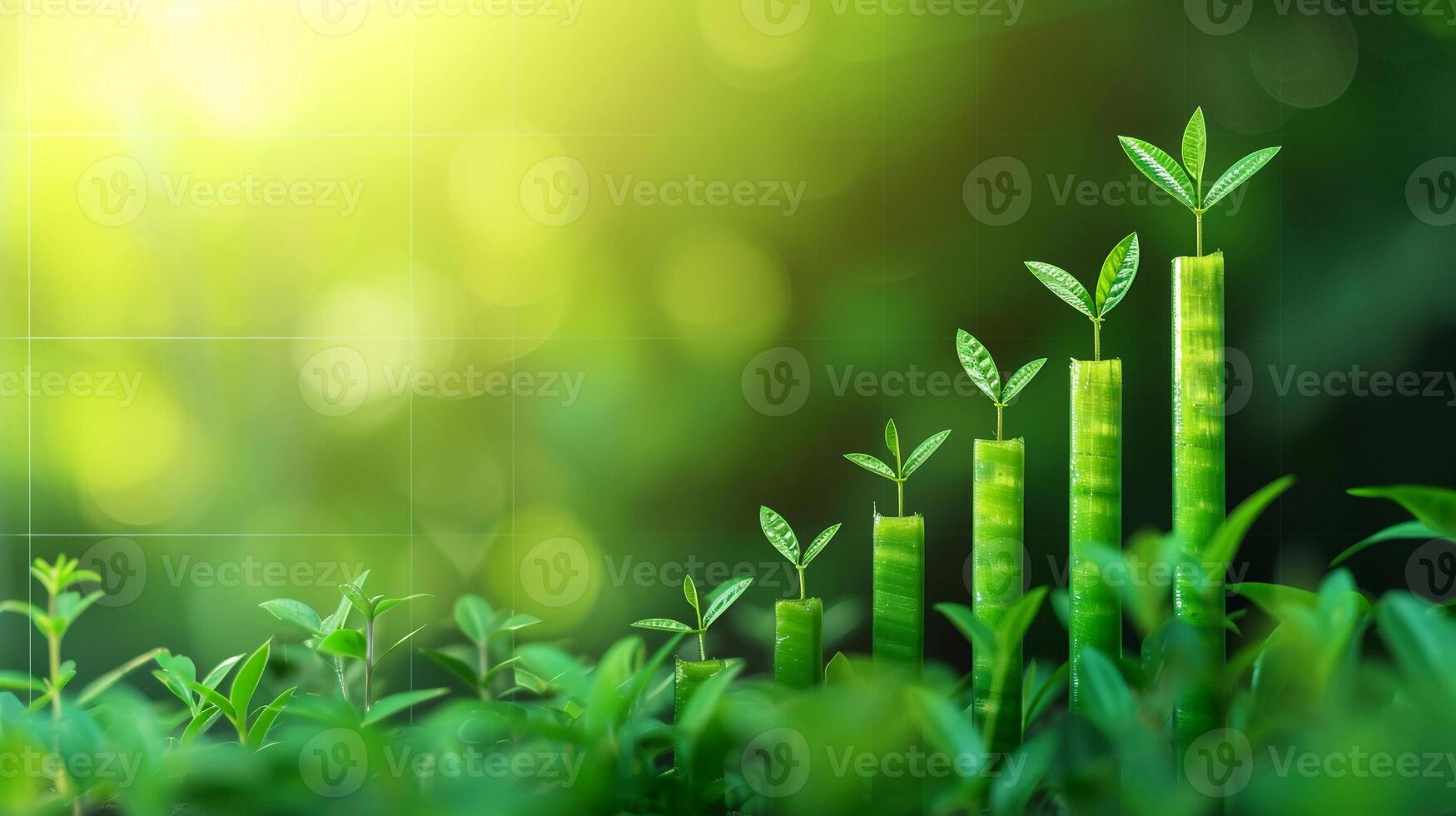 AI generated Bar chart with vibrant green bars, symbolizing positive growth and success, background image, generative AI photo