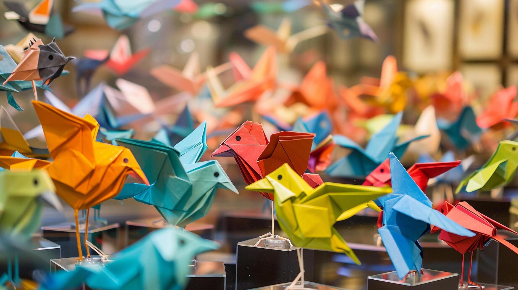 AI generated Origami Menagerie, background image, generative AI photo