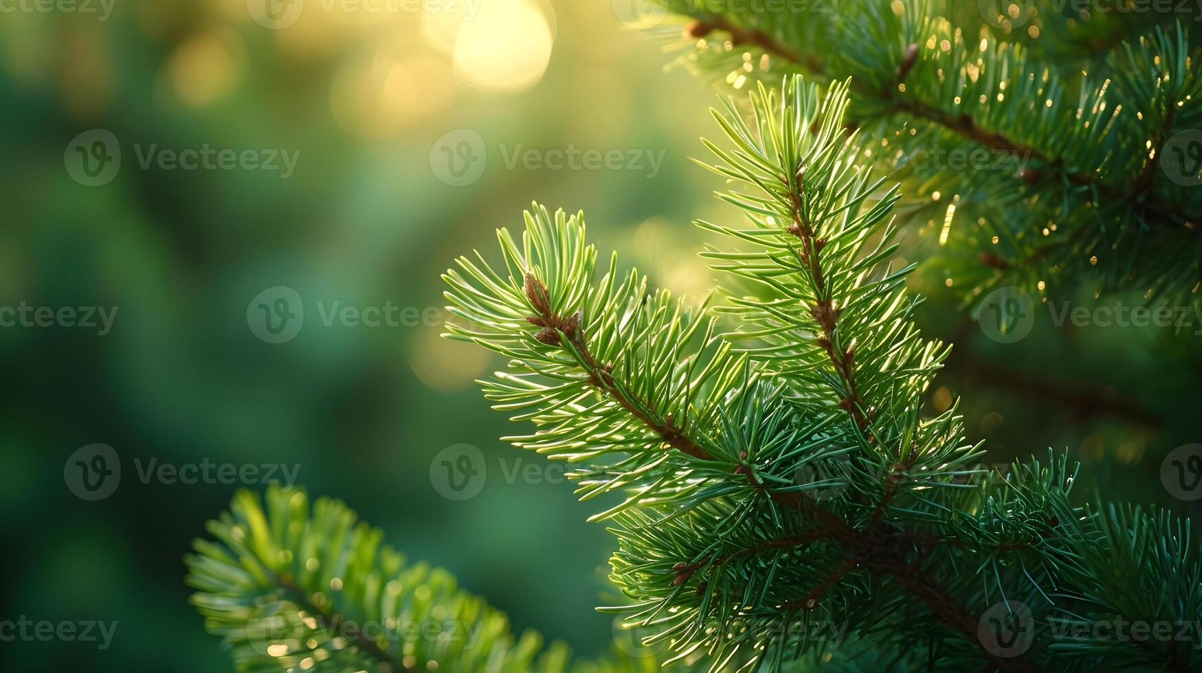 AI generated Details of pine needles, showcasing their arrangement and the texture of the tree branch, background image, generative AI photo