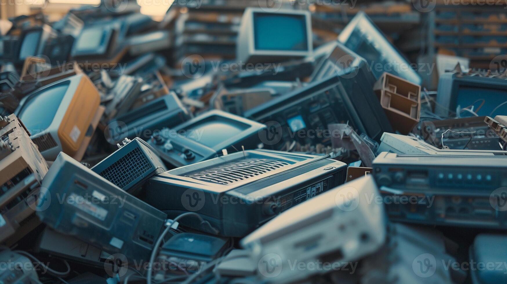 AI generated E-Waste Awareness, create an image that raises awareness about electronic waste, background image, generative AI photo