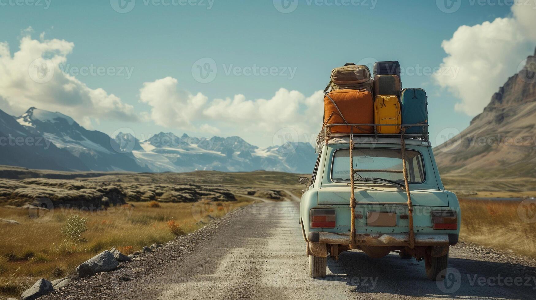 ai generado la carretera viaje vibras, antecedentes imagen generativo ai foto