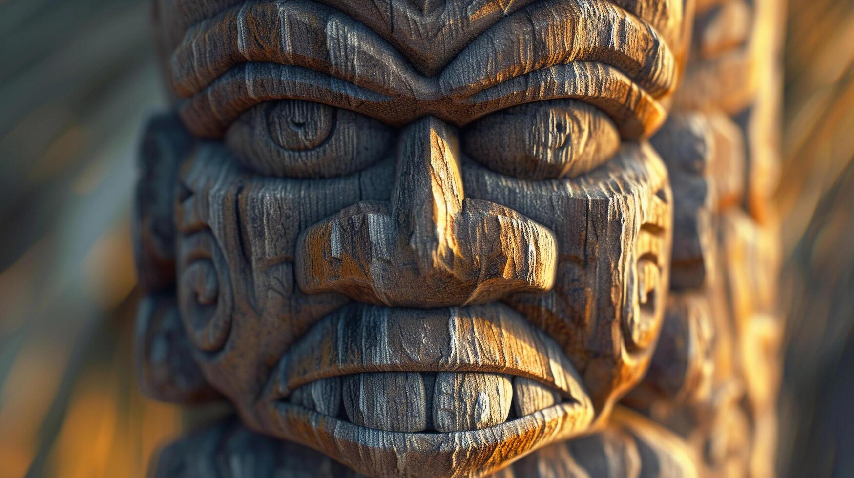 AI generated Woodblock Tiki image, background image, generative AI photo