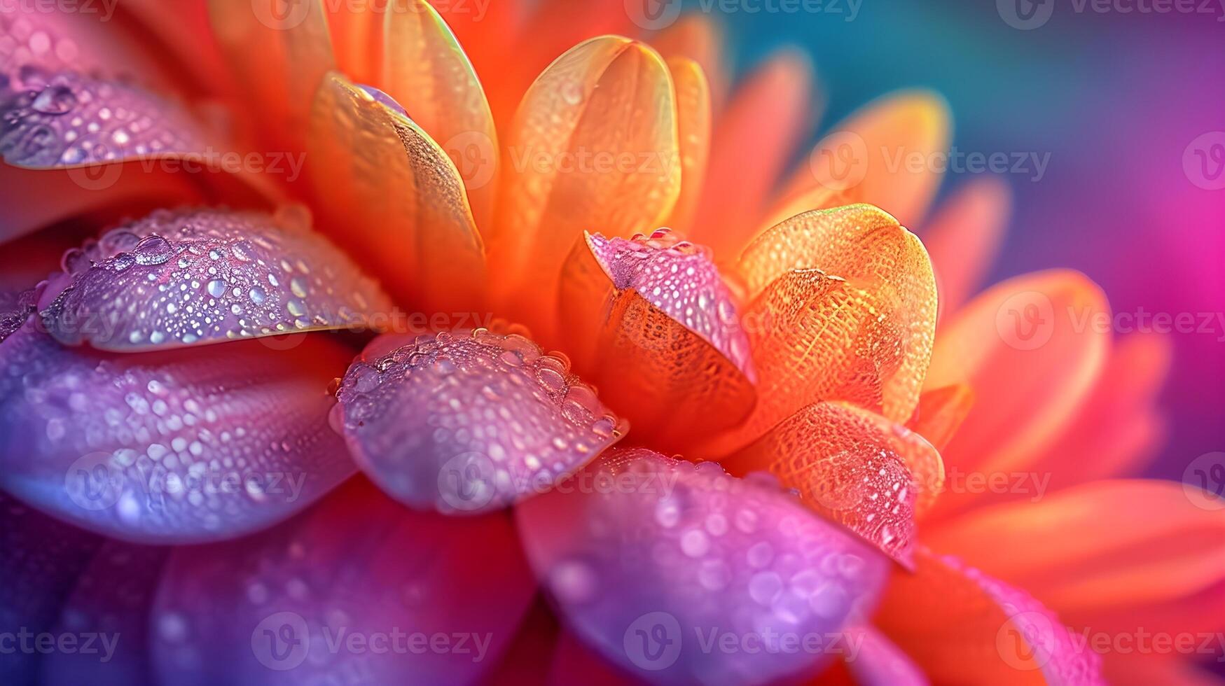 AI generated Close-up image capturing the vibrant colors and delicate details of flower petals in full bloom, background image, AI generated photo