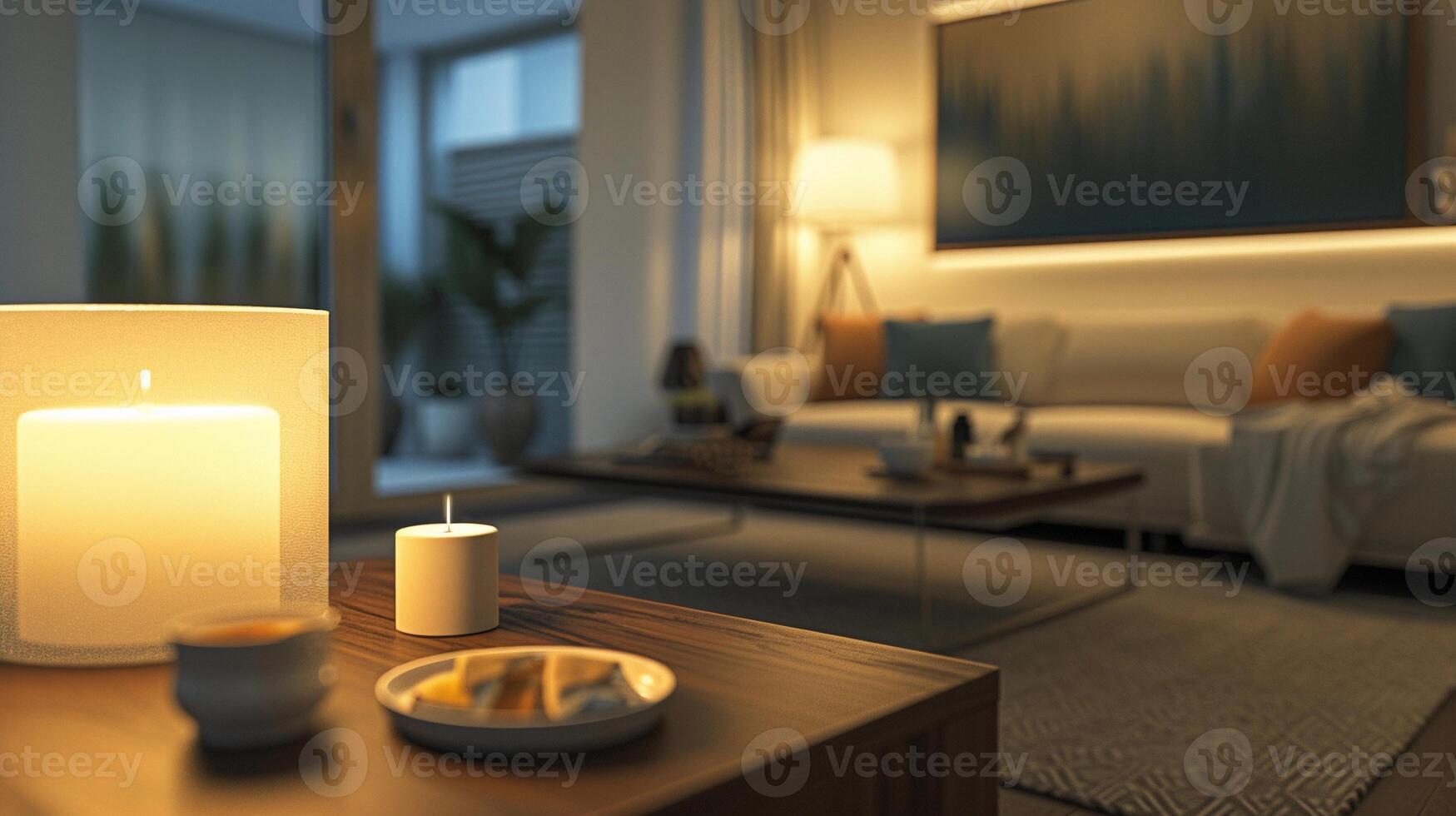 AI generated Smart Home Integration, Capture a scene where various smart home devices seamlessly work together in a modern living space, background image, generative AI photo