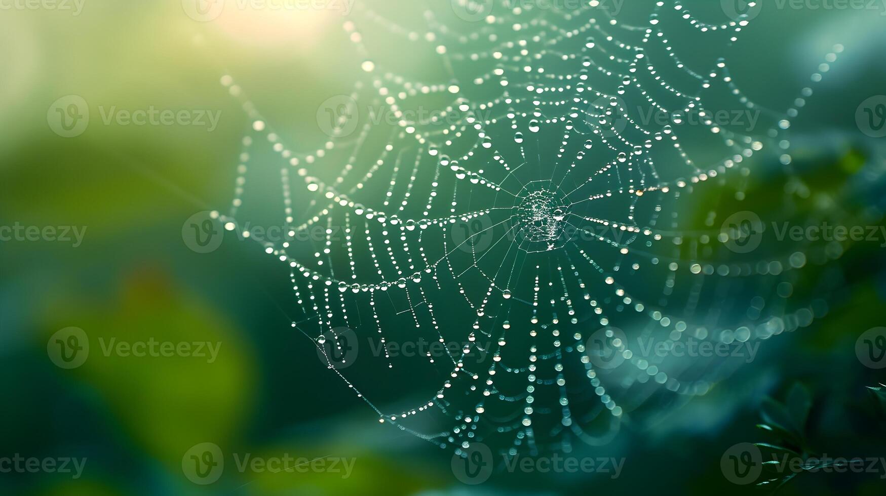 AI generated Intricate ballet of gossamer threads in a spiderweb, background image, AI generated photo