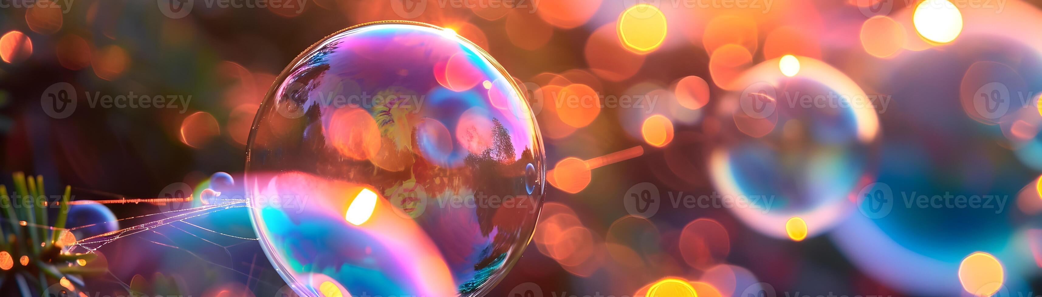AI generated Soap bubbles reflecting a rainbow of colors, emphasizing the iridescence created by sunlight, background image, generative AI photo
