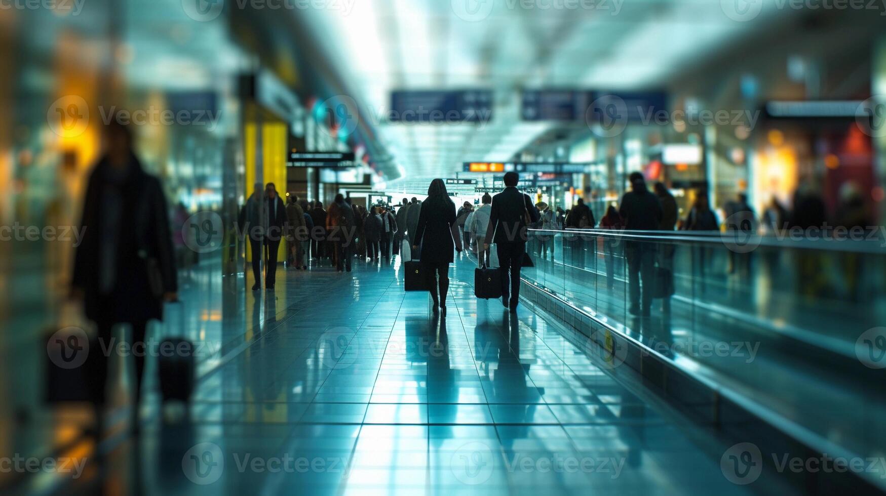 AI generated Airport Hustle and Bustle, background image generative AI photo