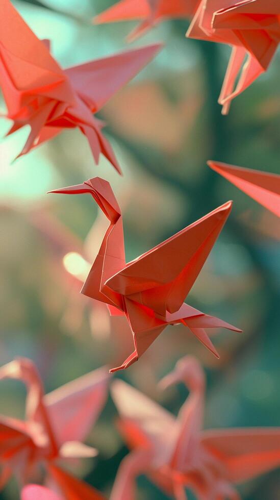 AI generated Origami Menagerie, background image, generative AI photo