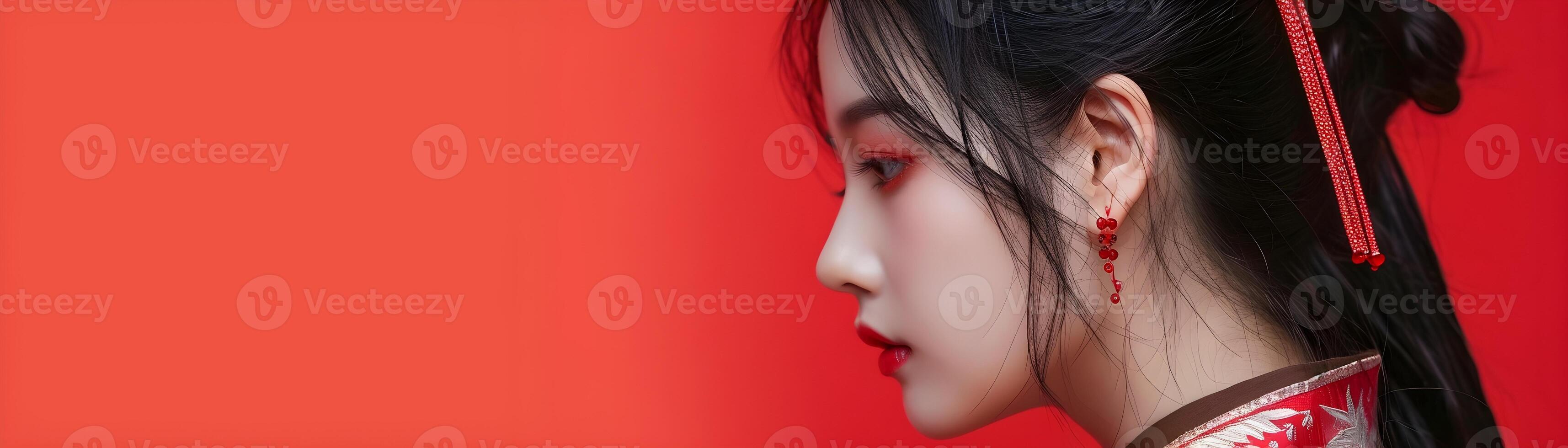 AI generated Portrait of young beautiful chinese female wearing traditional chinese clothes, generative AI photo