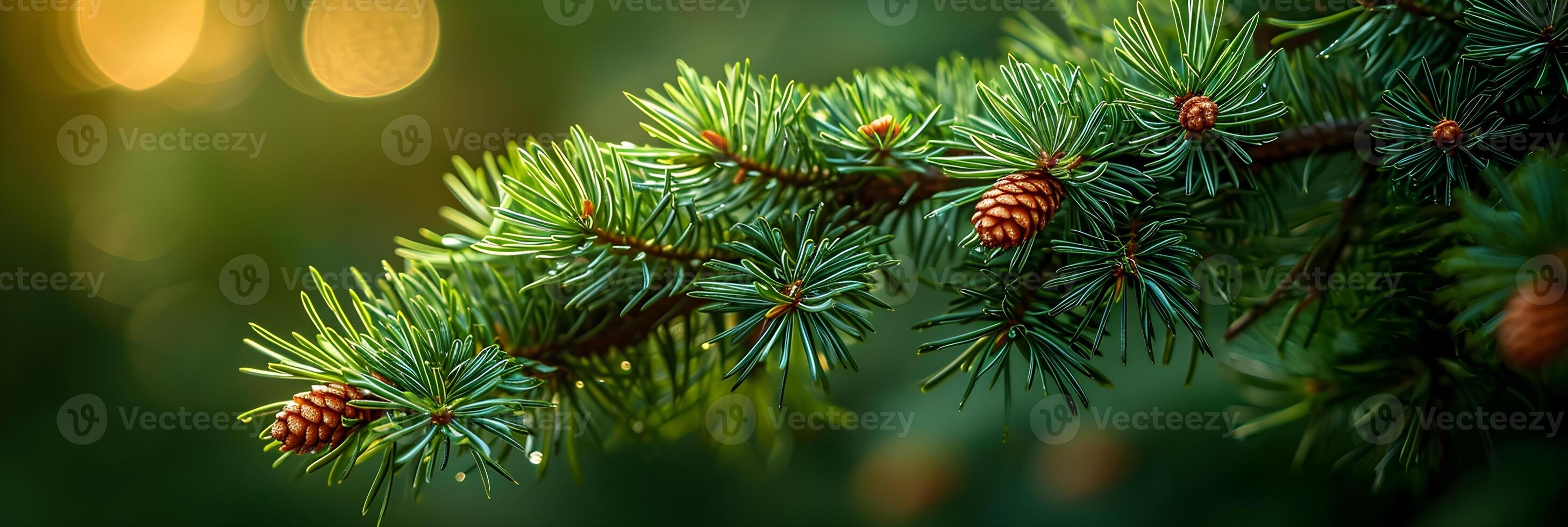 AI generated Details of pine needles, showcasing their arrangement and the texture of the tree branch, background image, generative AI photo