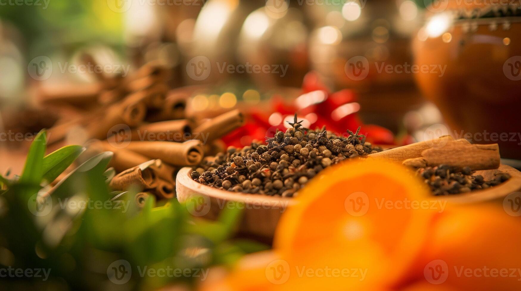 AI generated Spice Infusion, process of infusing oil or water with spices, background image, generative AI photo