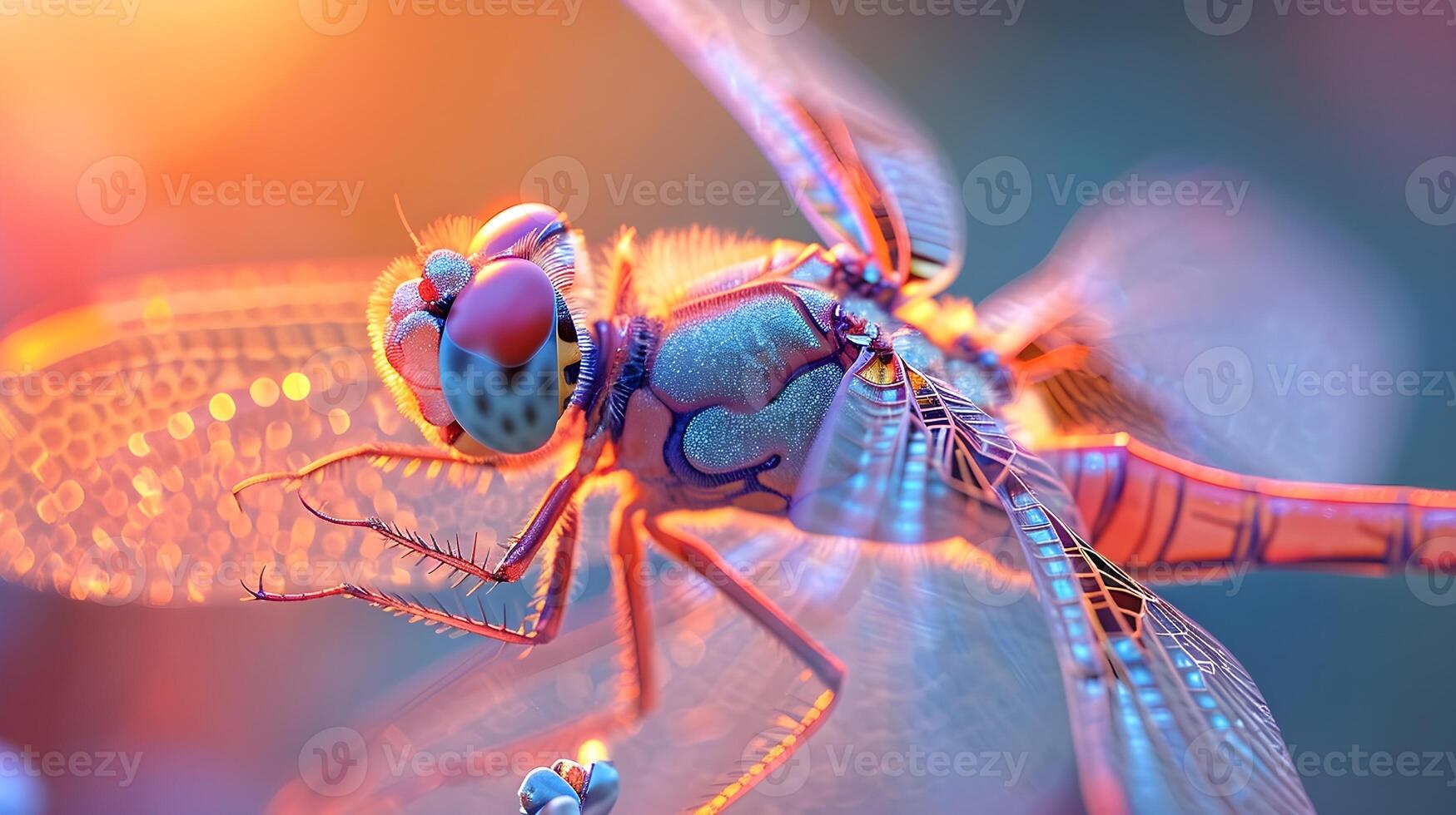 AI generated Capture the translucent beauty of a dragonfly's wings, emphasizing their intricate veining and iridescence, background image, generative AI photo