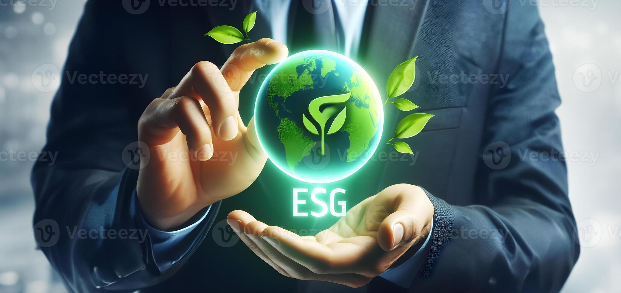 AI generated ESG icon concept  for environmental, social, and governance in sustainable and ethical business on the Network. Generative AI. photo