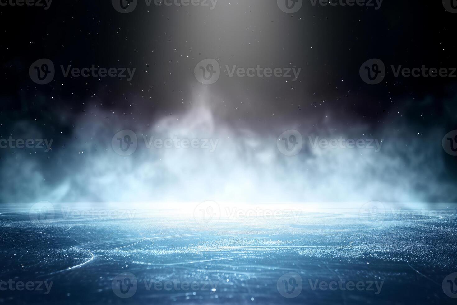 AI generated Icy Splendor, Enchanting Frozen Surface Enhanced by Ethereal Ice Smoke photo