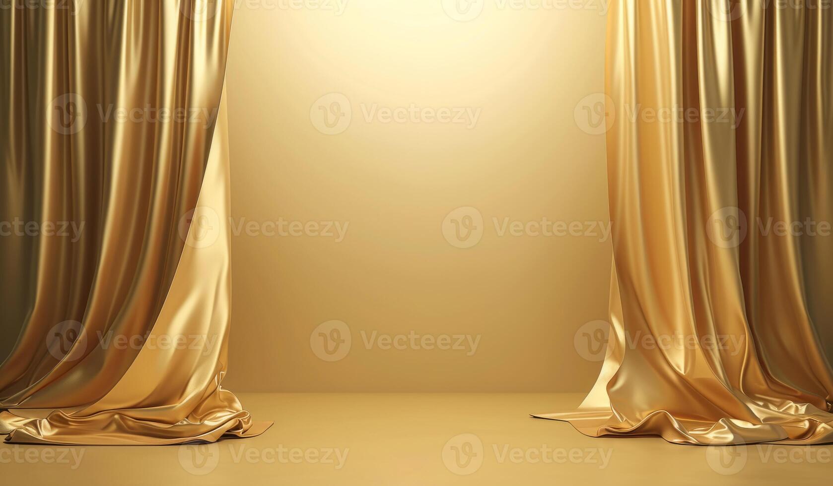 AI generated Elegant golden textile on the wall background photo