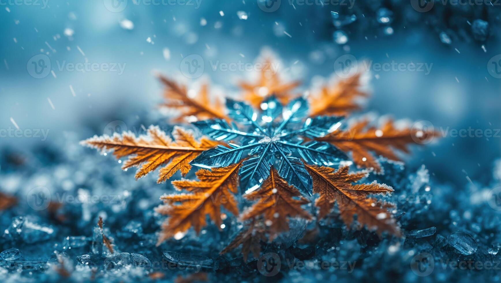 AI generated Beautiful, snowflake, close-up, photo