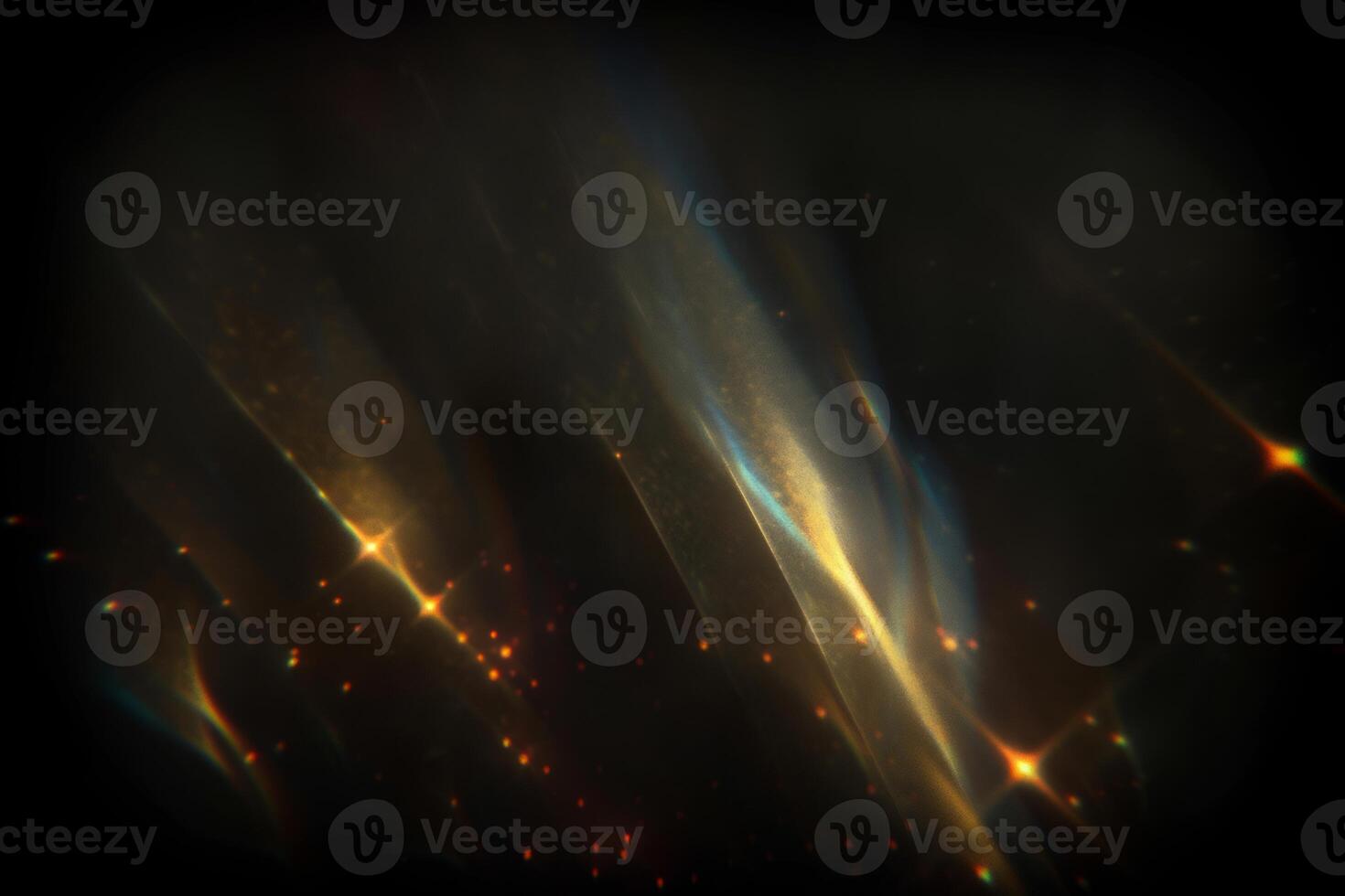 AI generated Abstract Lens Flare Illumination on a Black Canvas, Intertwining Bokeh Prism Lights with Captivating Effects photo