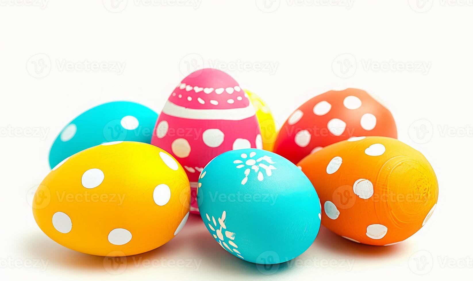 AI generated Perfect colorful handmade easter eggs isolated on a white photo
