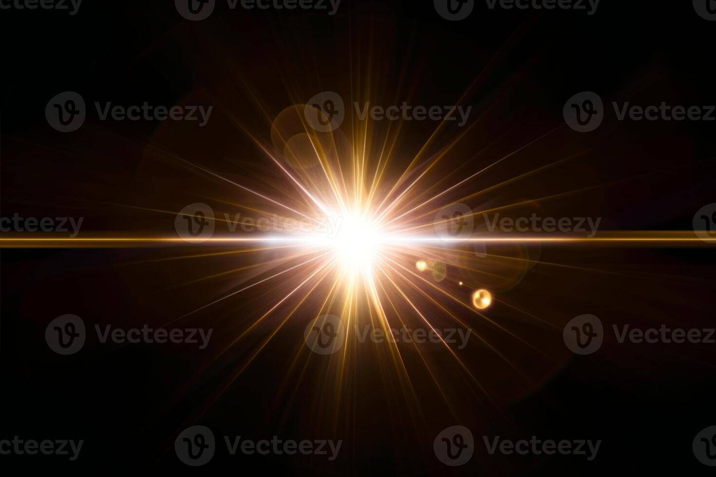AI generated Lens Flare Magic for Overlay Effects or Screen Blending Mode, Featuring Abstract Sun Bursts, Digital Flares, and Iridescent Glare Against a Stylish Black Canvas photo