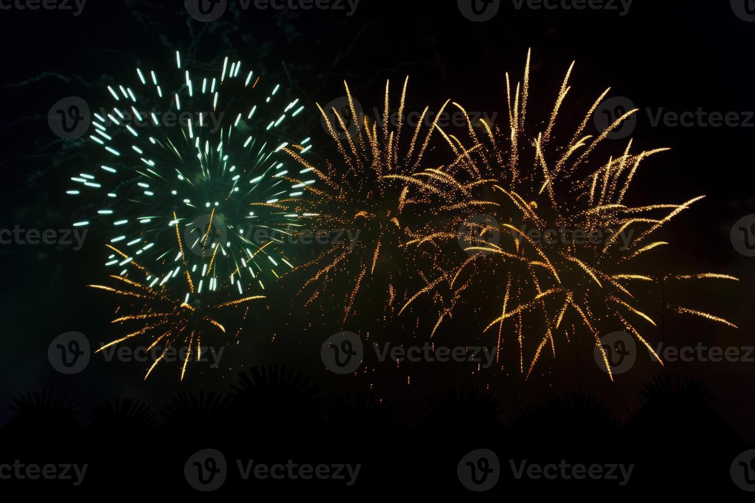 AI generated Colorful Fireworks Paint the Night isolated on black background photo