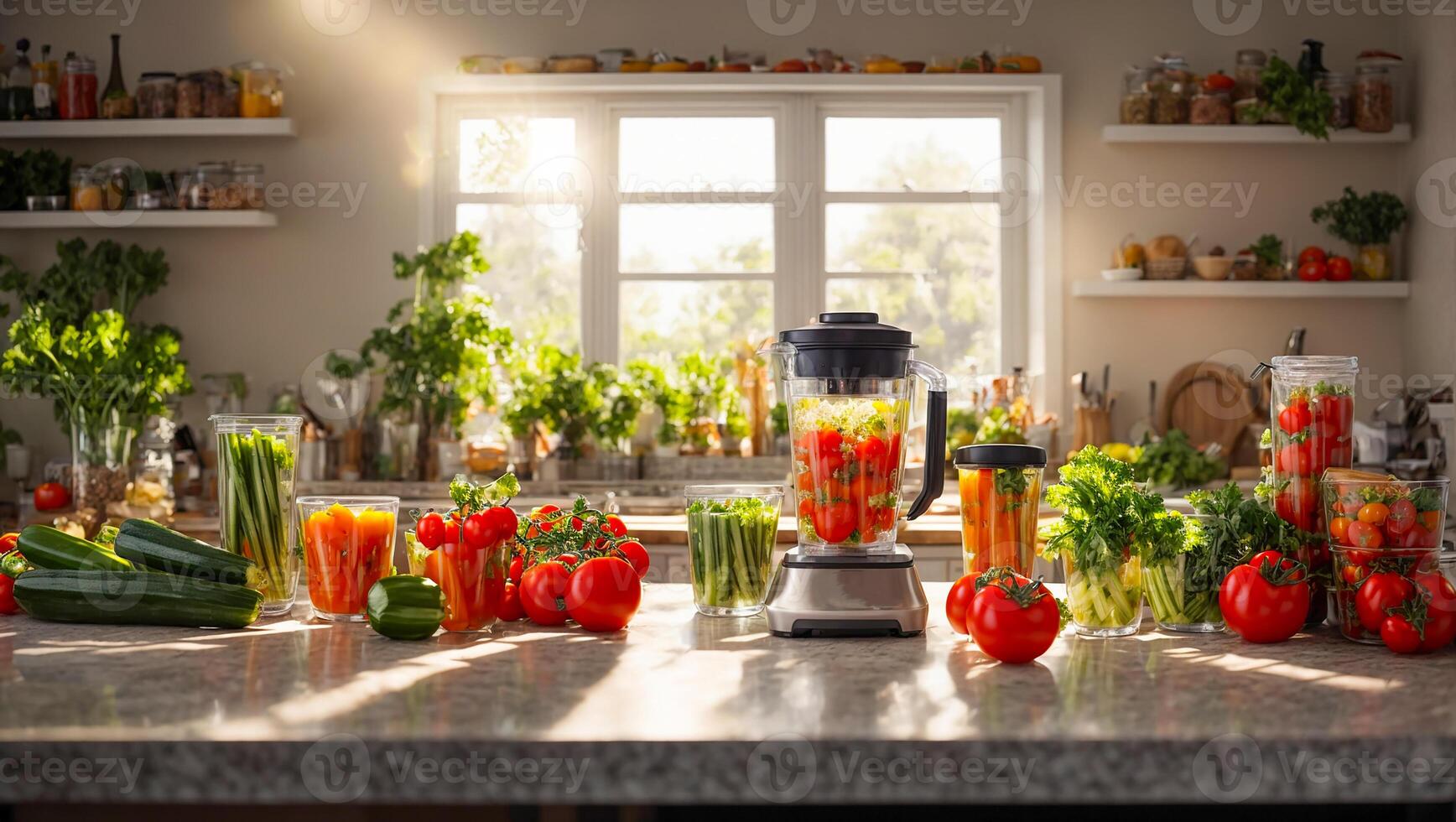 AI generated Fresh vegetables blender photo