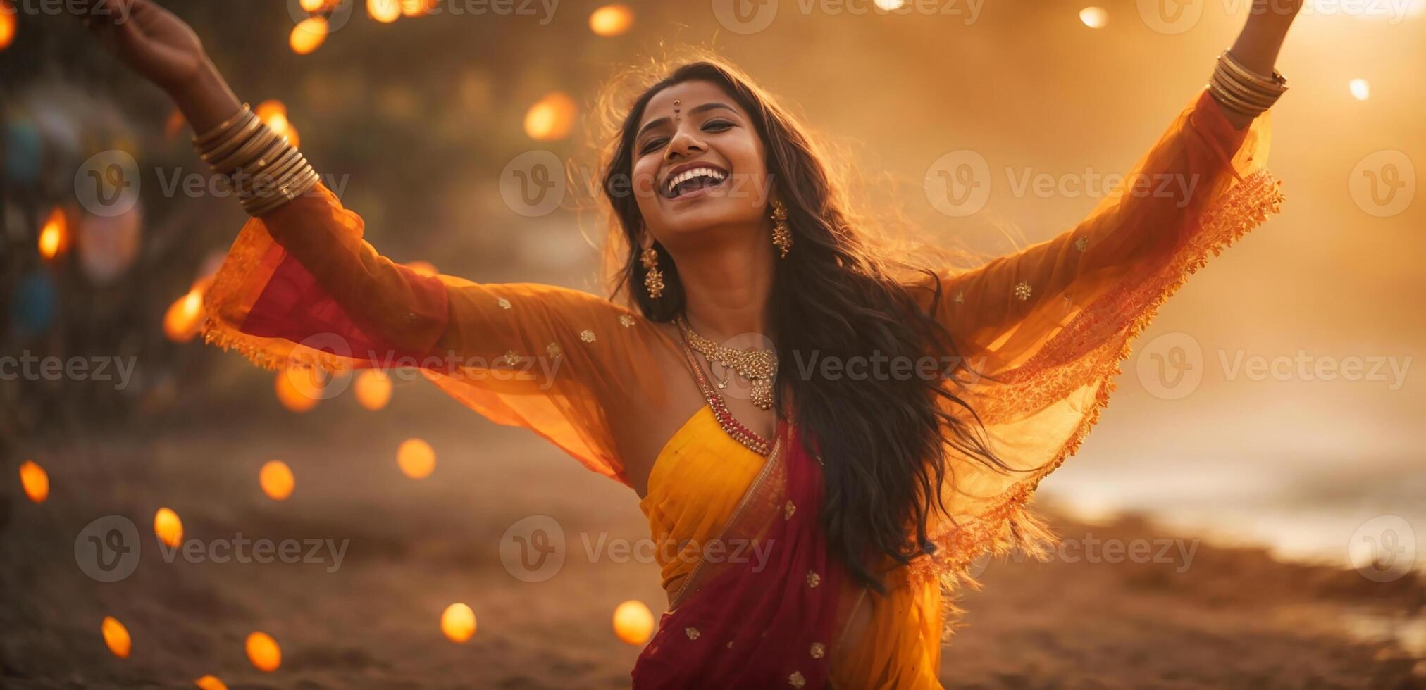 AI generated Beautiful Indian girl dancing photo