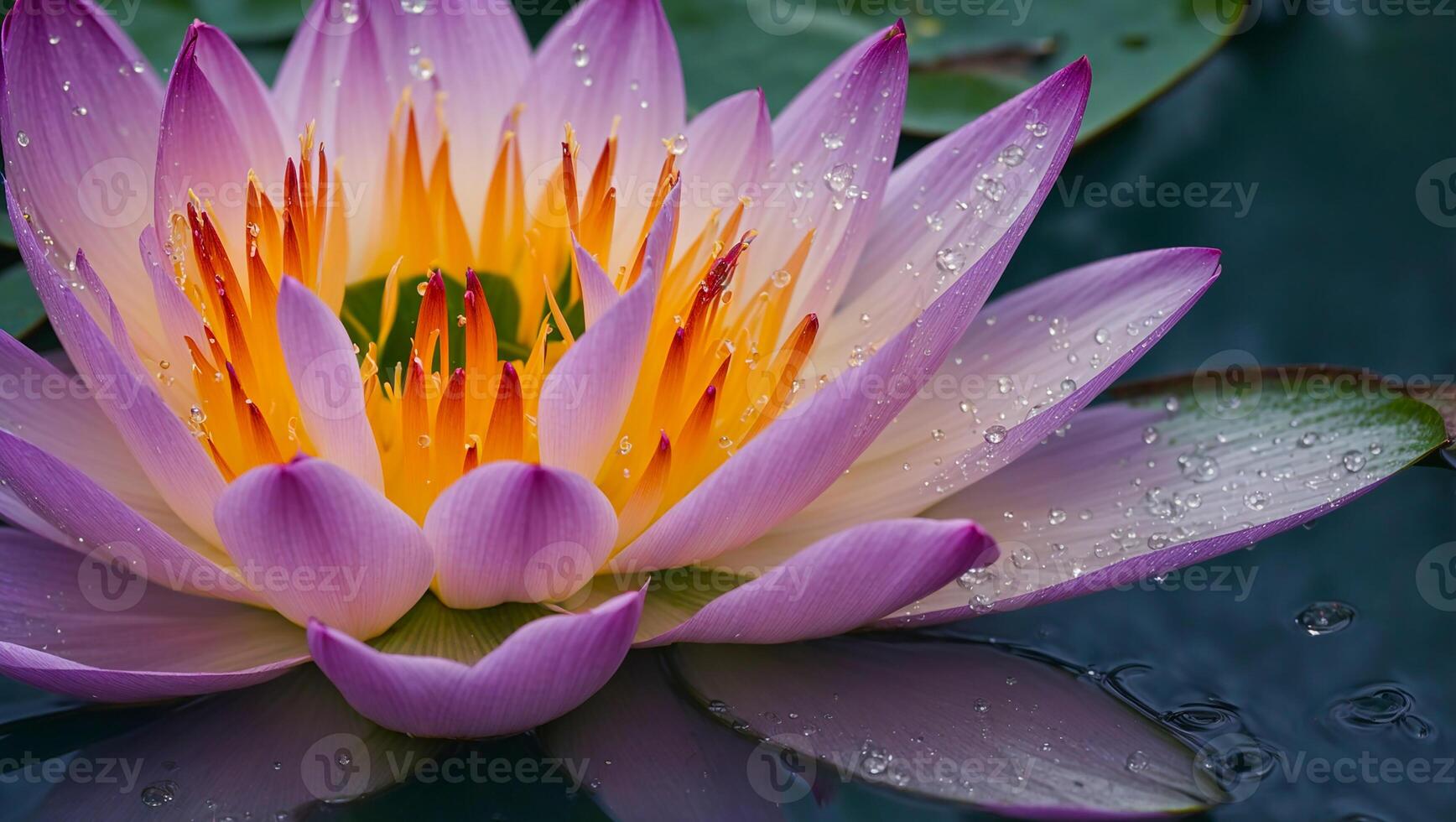 AI generated Beautiful lily in a pond photo