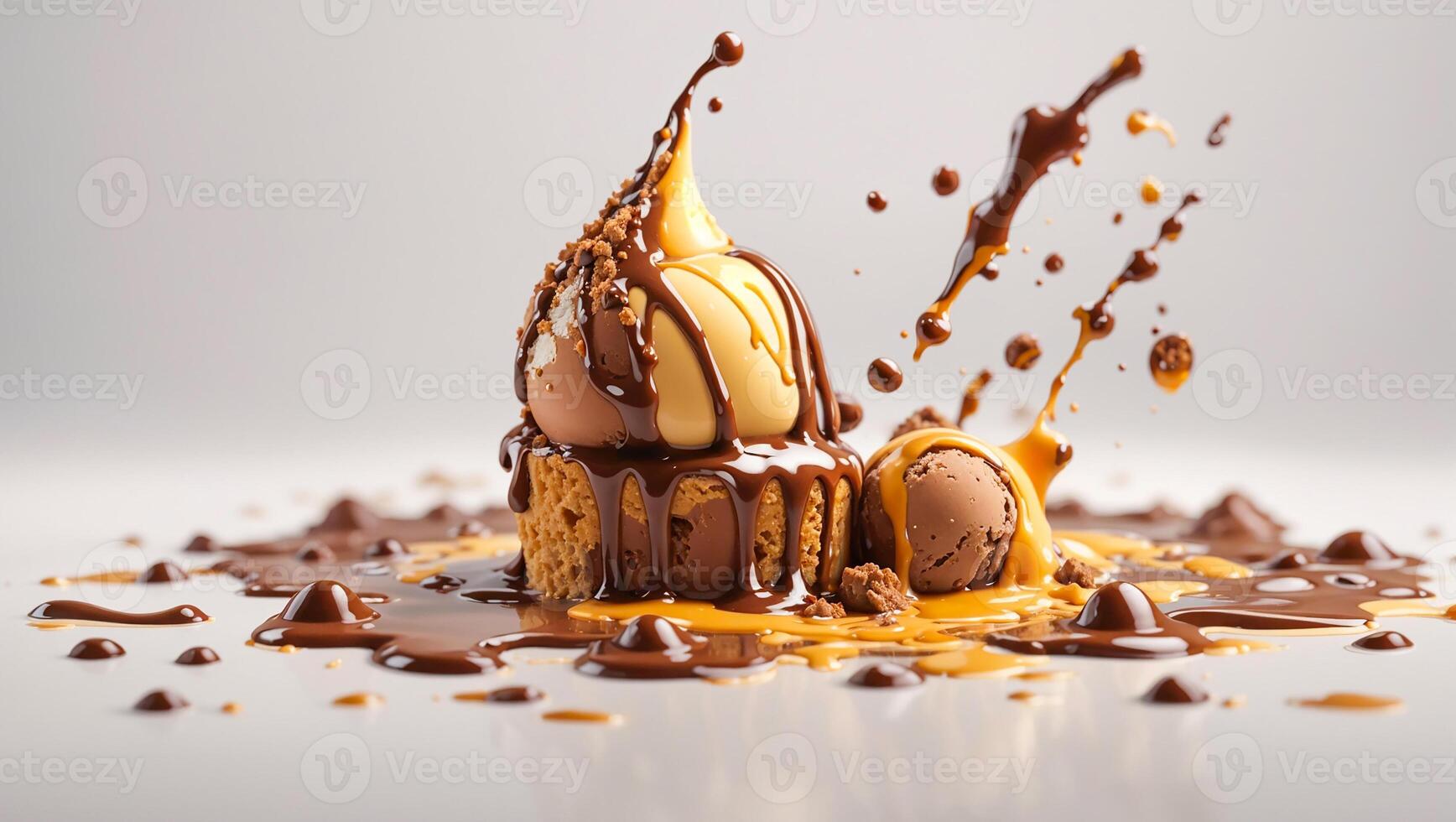 AI generated Ice cream with chocolate photo