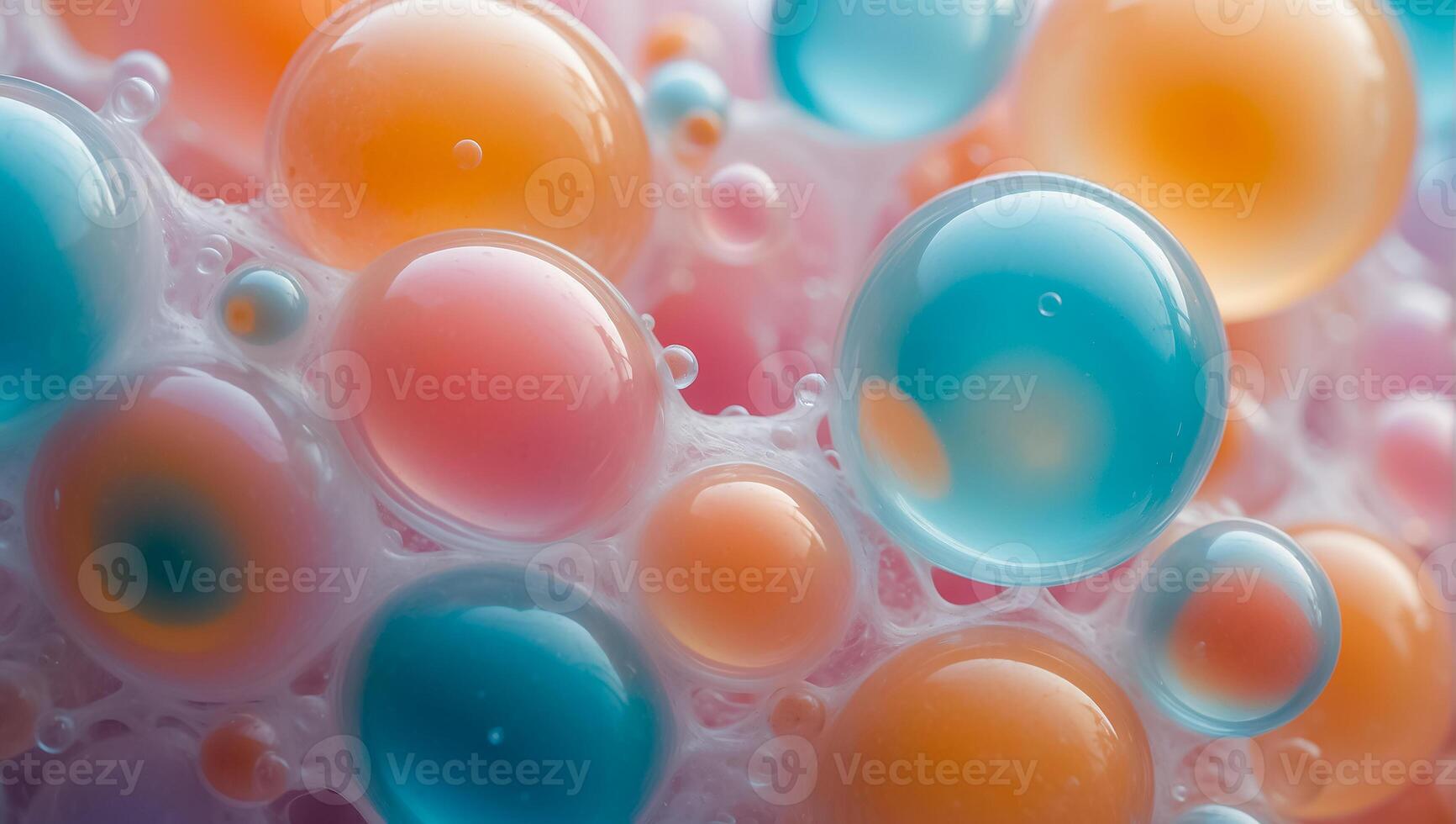 AI generated Soap colored foam bubble closeup photo