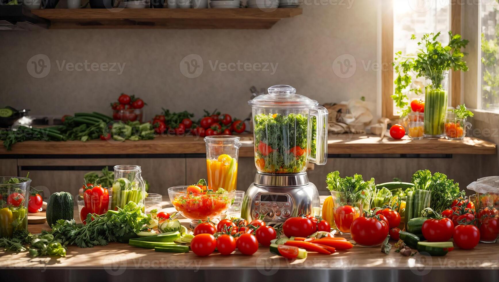 AI generated Fresh vegetables blender photo