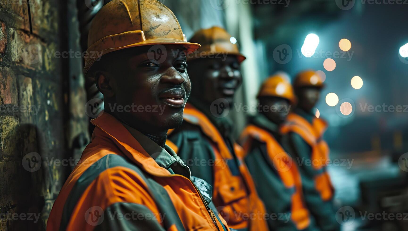 AI generated Night Shift Workers in Safety Gear photo