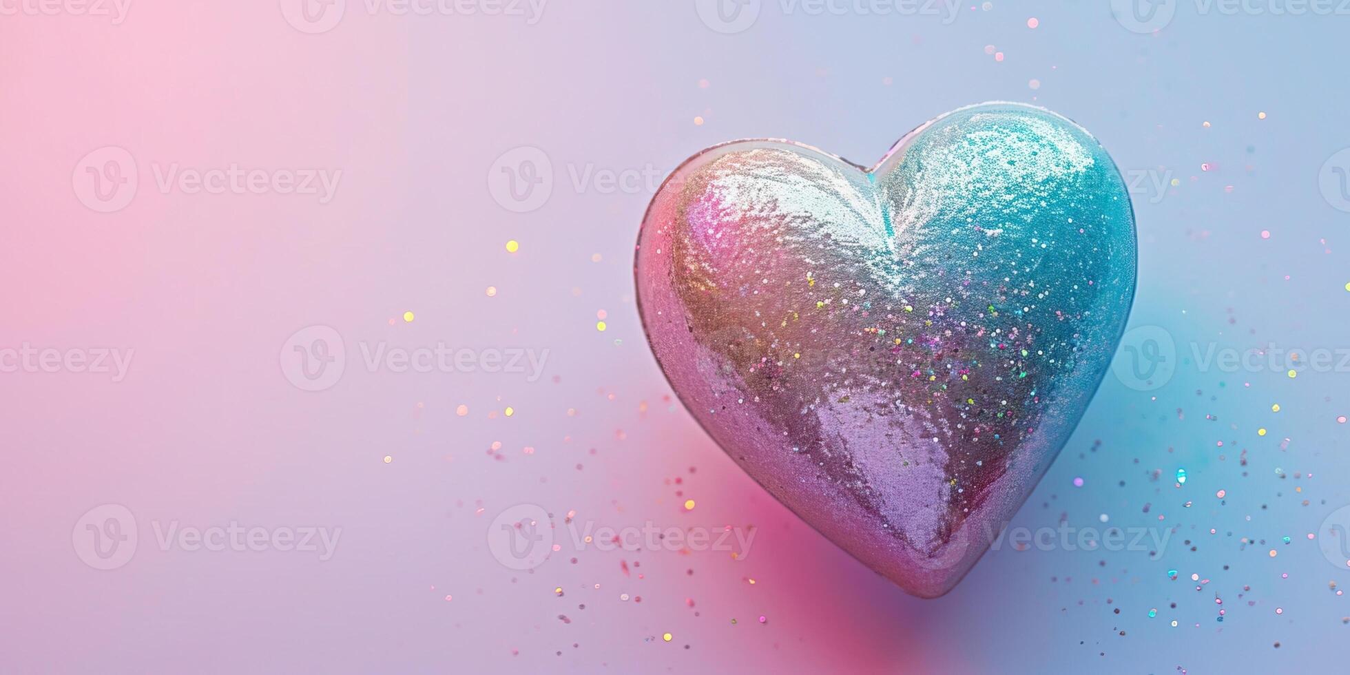 AI generated Glittering Heart on Gradient Background photo