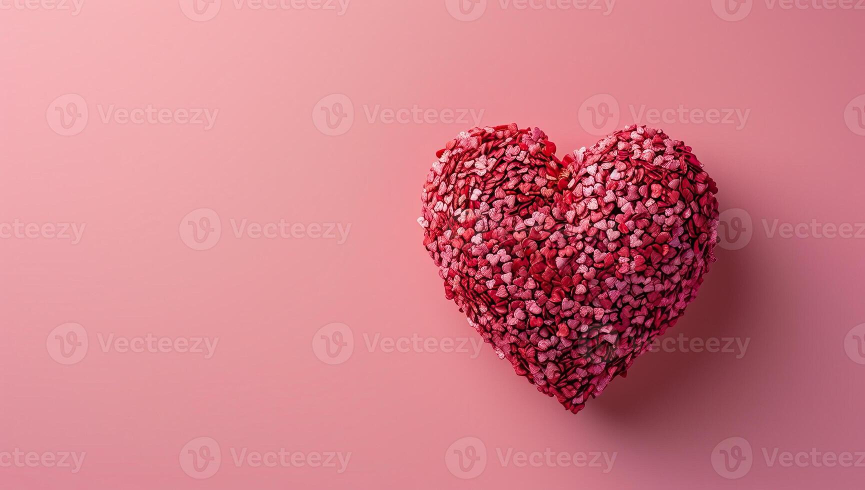 AI generated Valentine's day background with red heart on pink background. photo