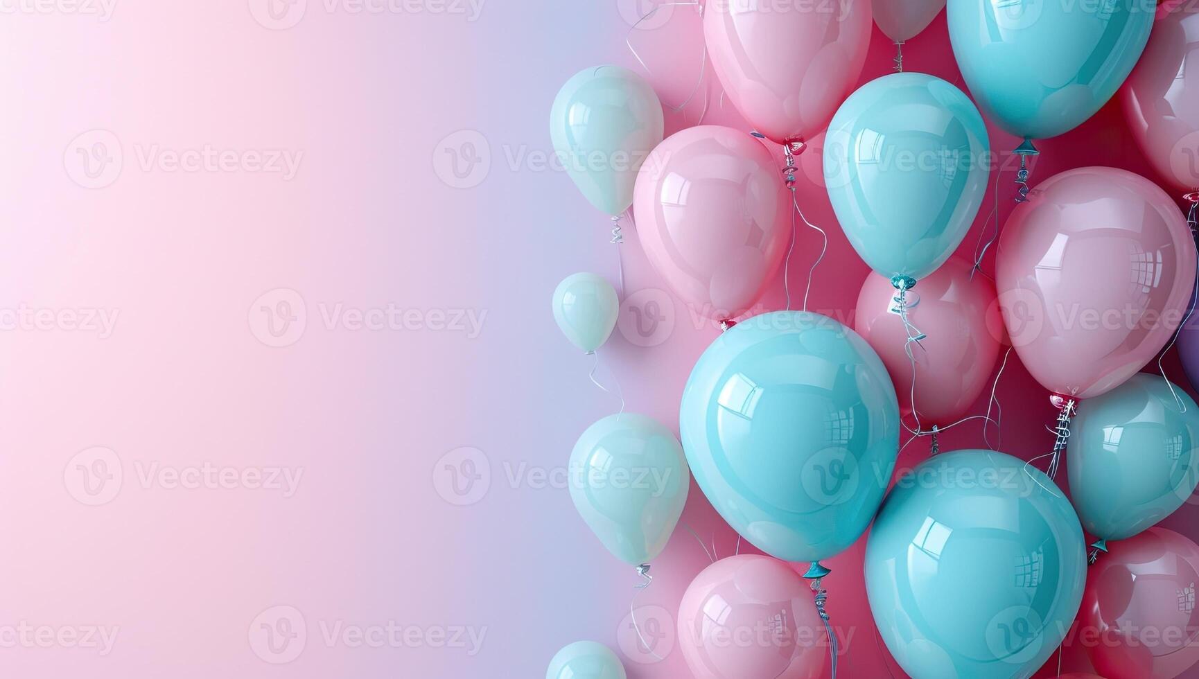 ai generado pastel rosado y azul globos en rosado antecedentes foto