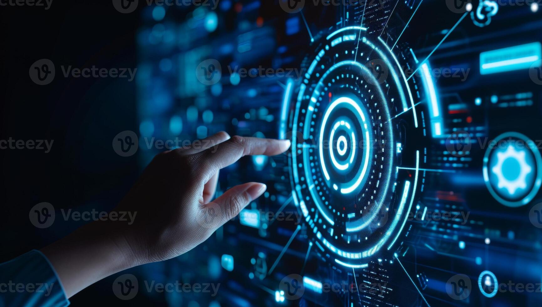 AI generated Cyber security data protection business technology privacy concept on virtual screen. photo