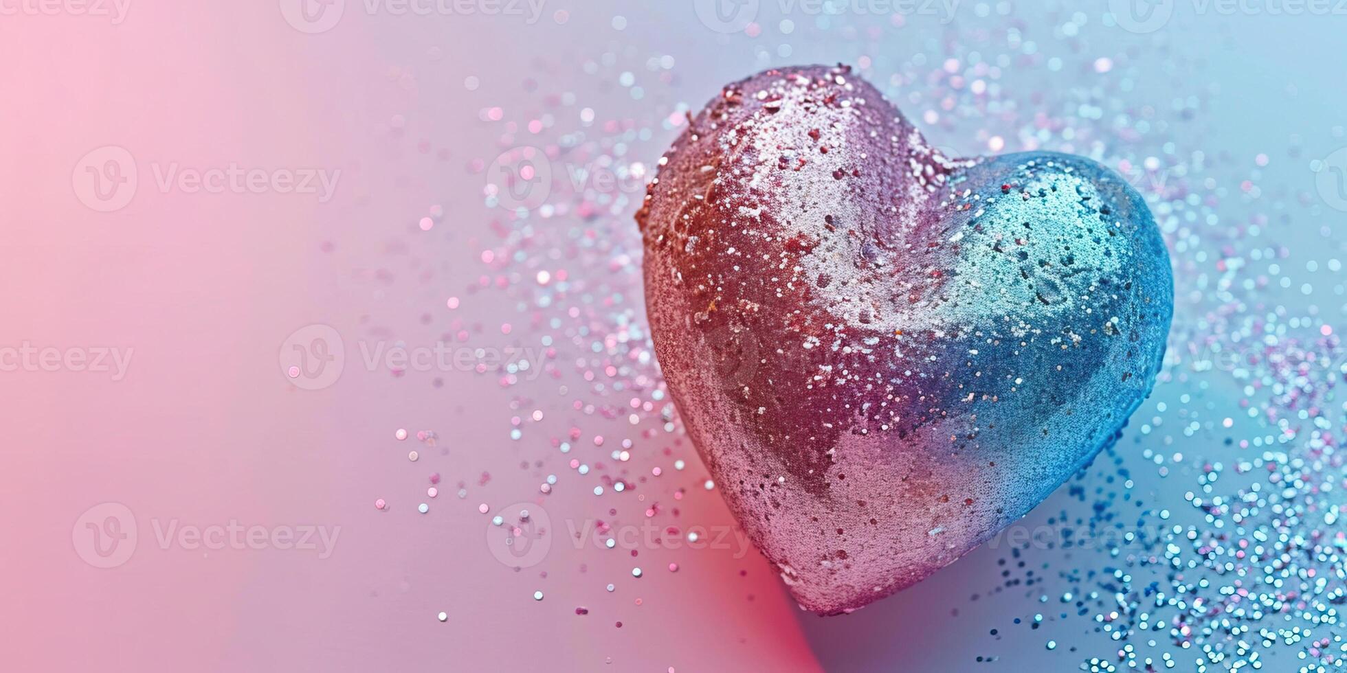 AI generated Valentine's day background with glitter heart photo