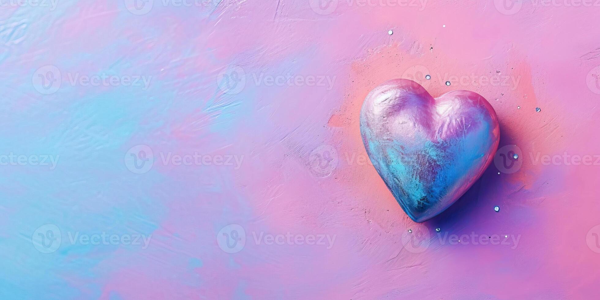 AI generated Iridescent Heart on Gradient Background photo