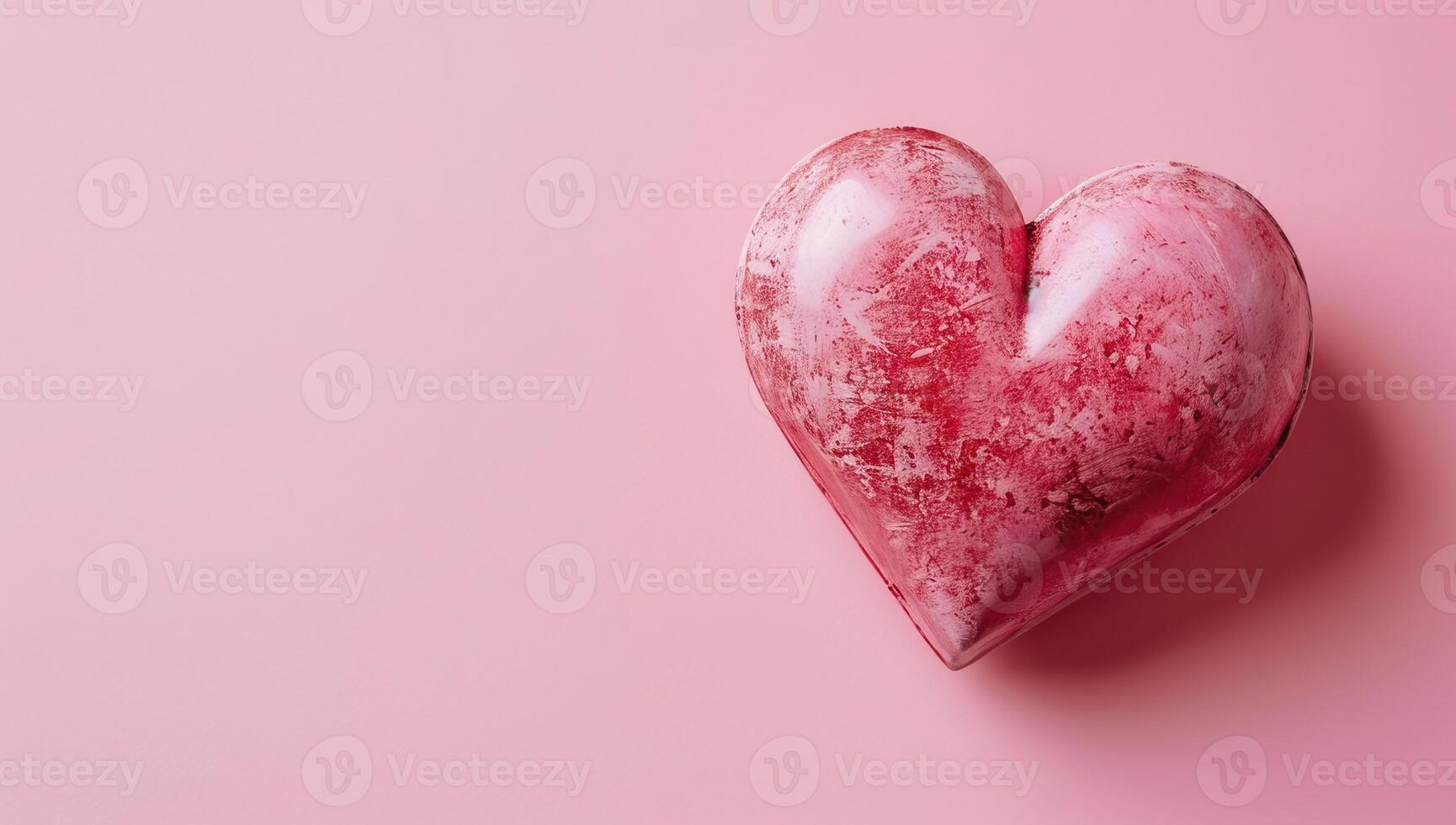 AI generated Valentine's day background. Red heart on pink background. photo