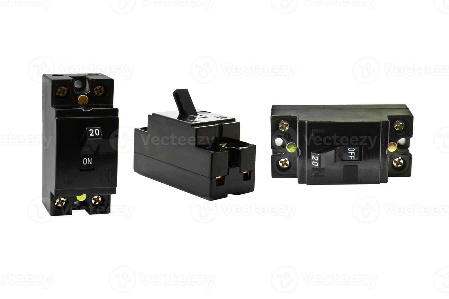 three different types of circuit breakers 38002350 Stock Photo at Vecteezy