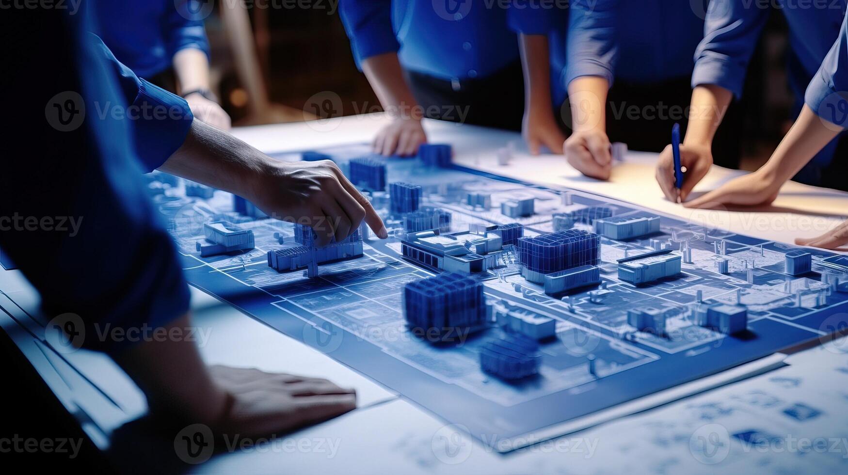 AI generated Architects Discussing a Blueprint photo