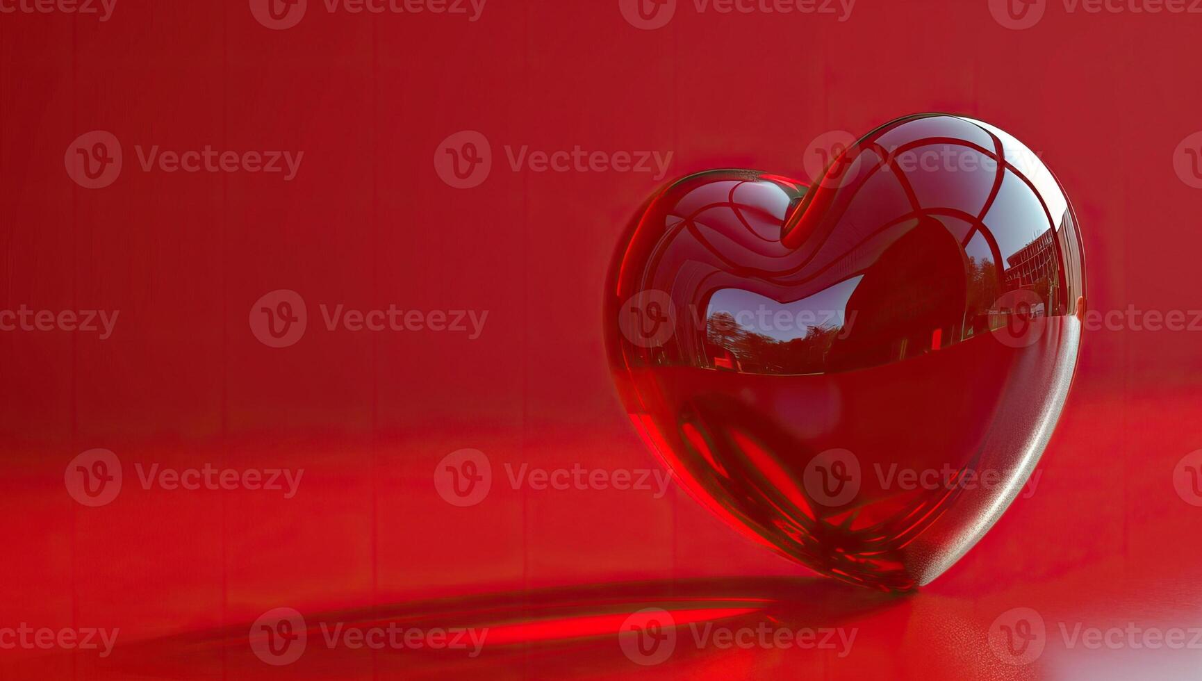 AI generated Red heart on a red background. Valentine's day. photo