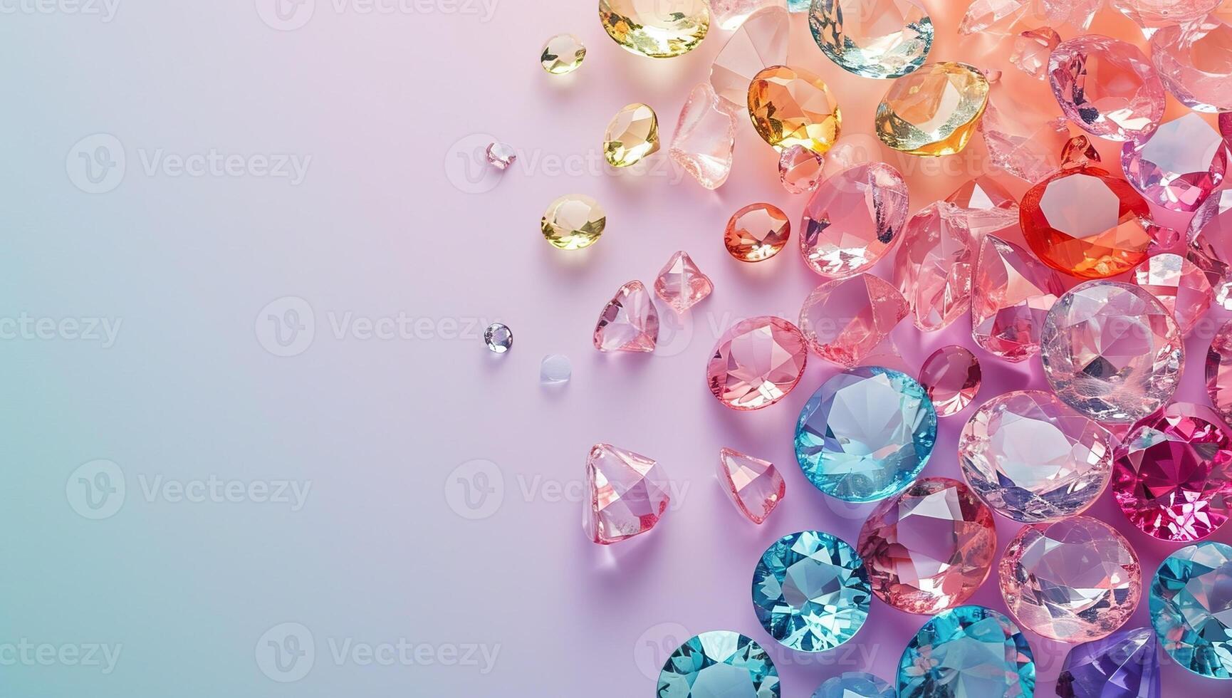 AI generated A collection of colorful gemstones scattered on a light surface photo