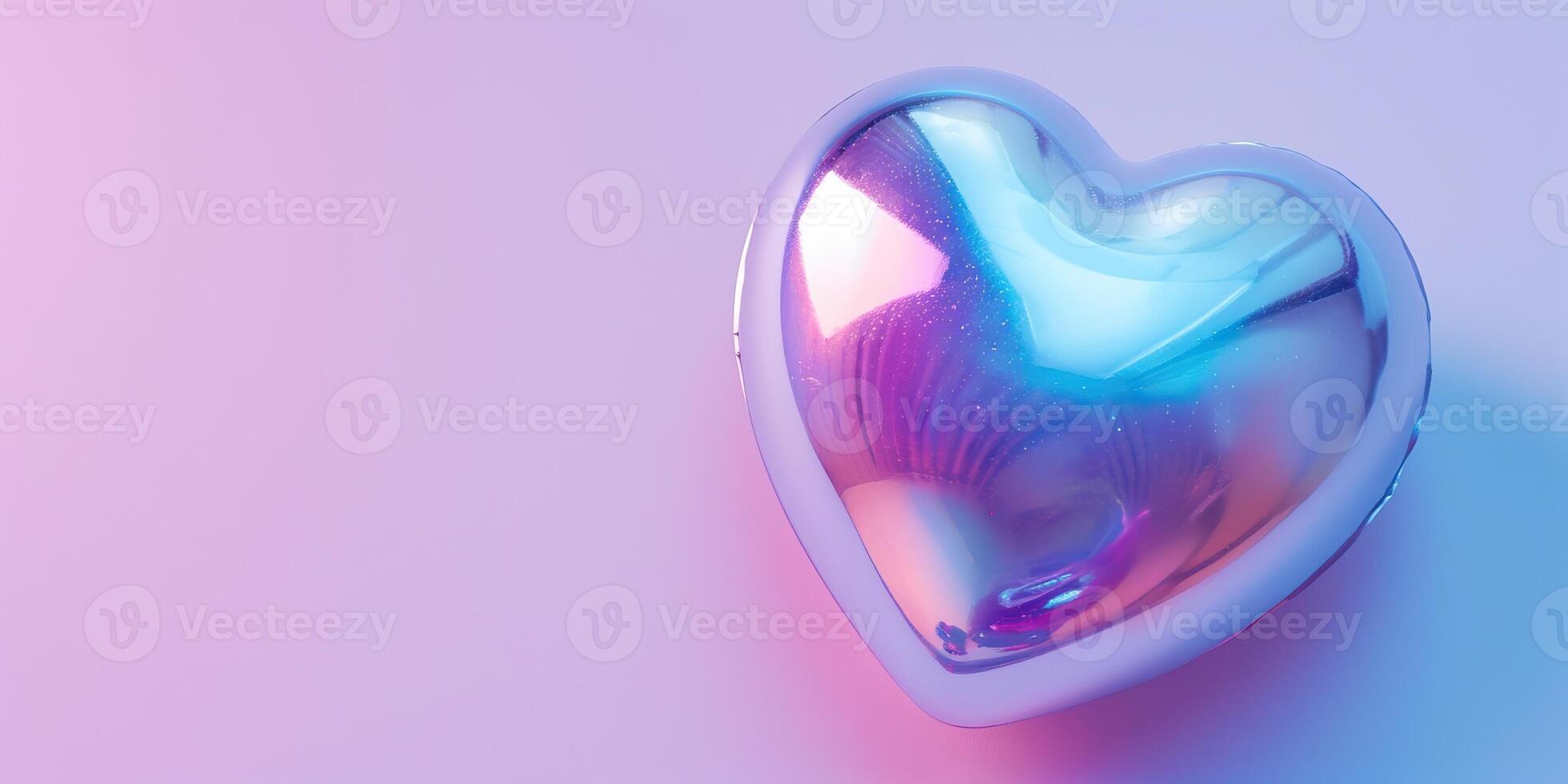 AI generated Iridescent Heart on Gradient Background photo