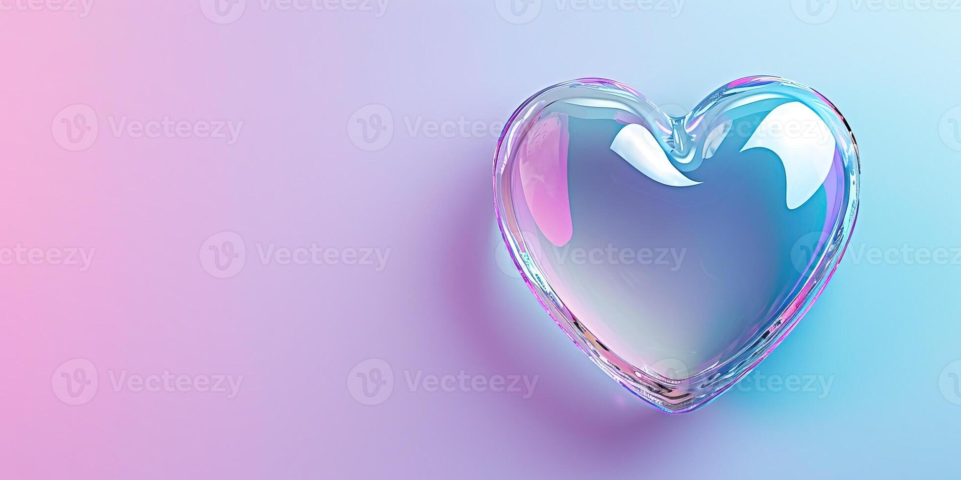AI generated a pink Crystal heart on a blue and pink background photo