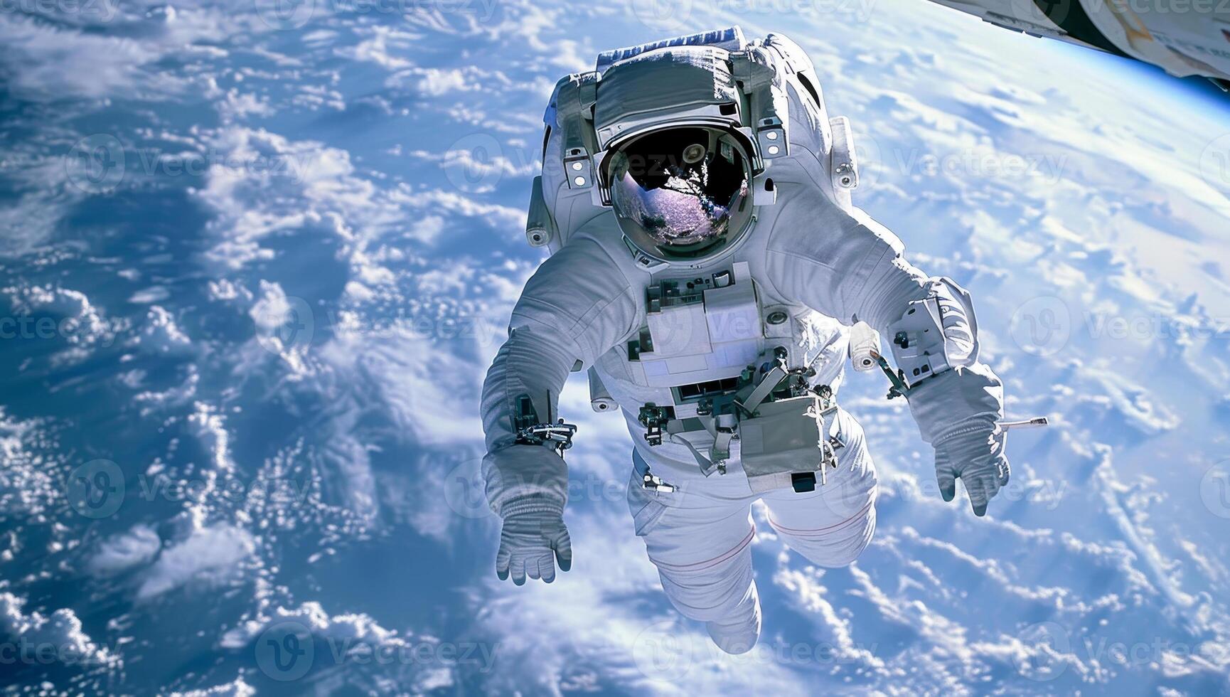 AI generated Astronaut spacewalk outside space station photo