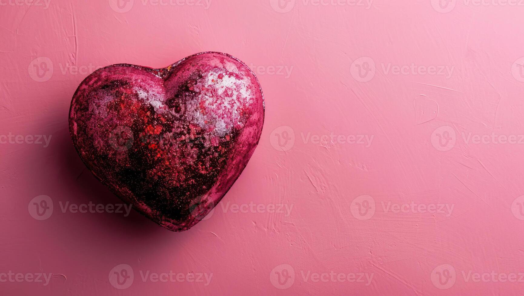 AI generated Valentine's day background with red heart on a pink background photo