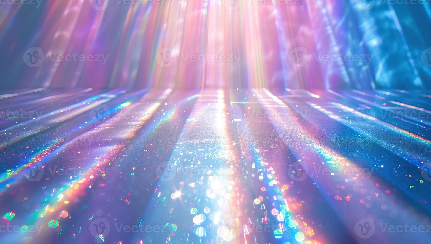 AI generated Vibrant Light Rays on a Sparkling Surface photo