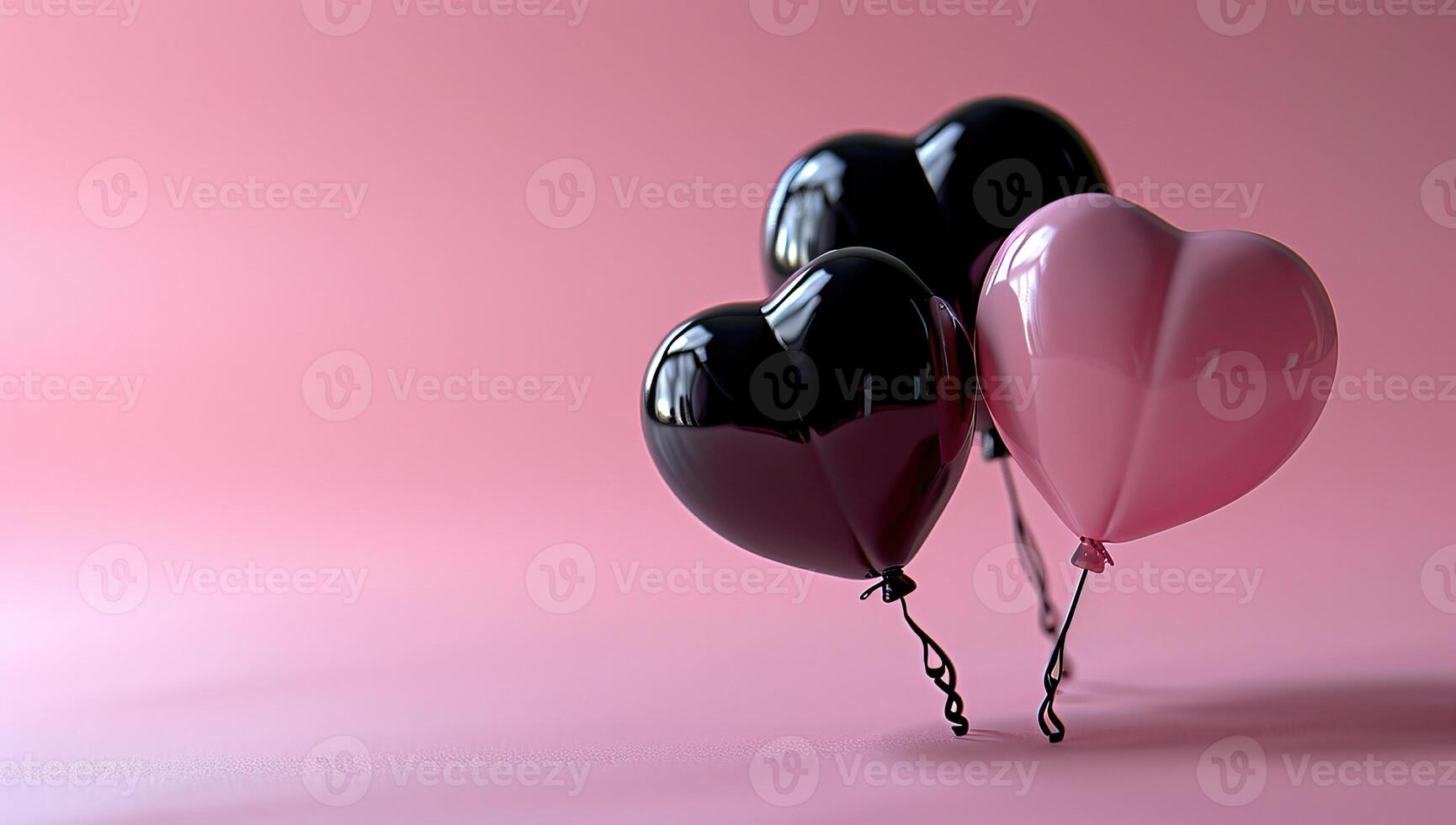 AI generated Heart Shaped Balloons on Pink Background photo