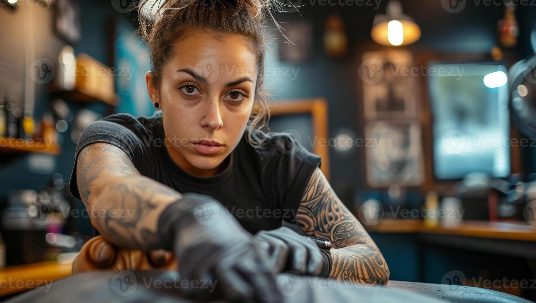 AI generated Tattoo Artist at Work photo