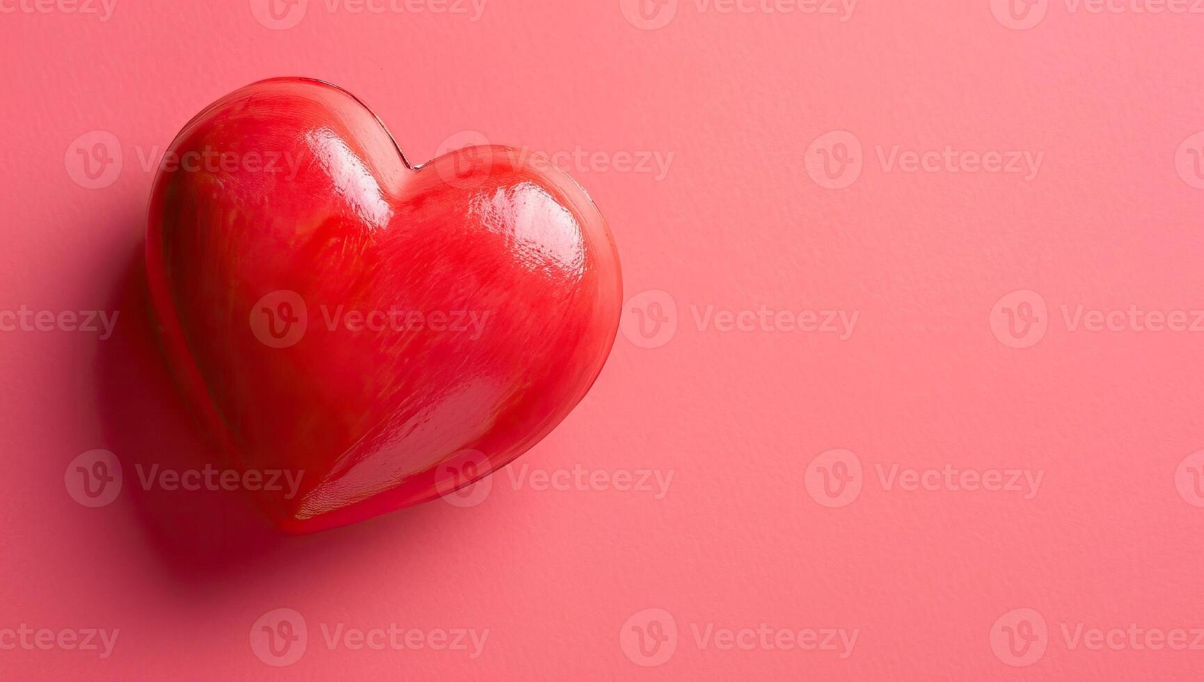 AI generated Red heart on a pink background. Valentine's day concept. Copy space. photo